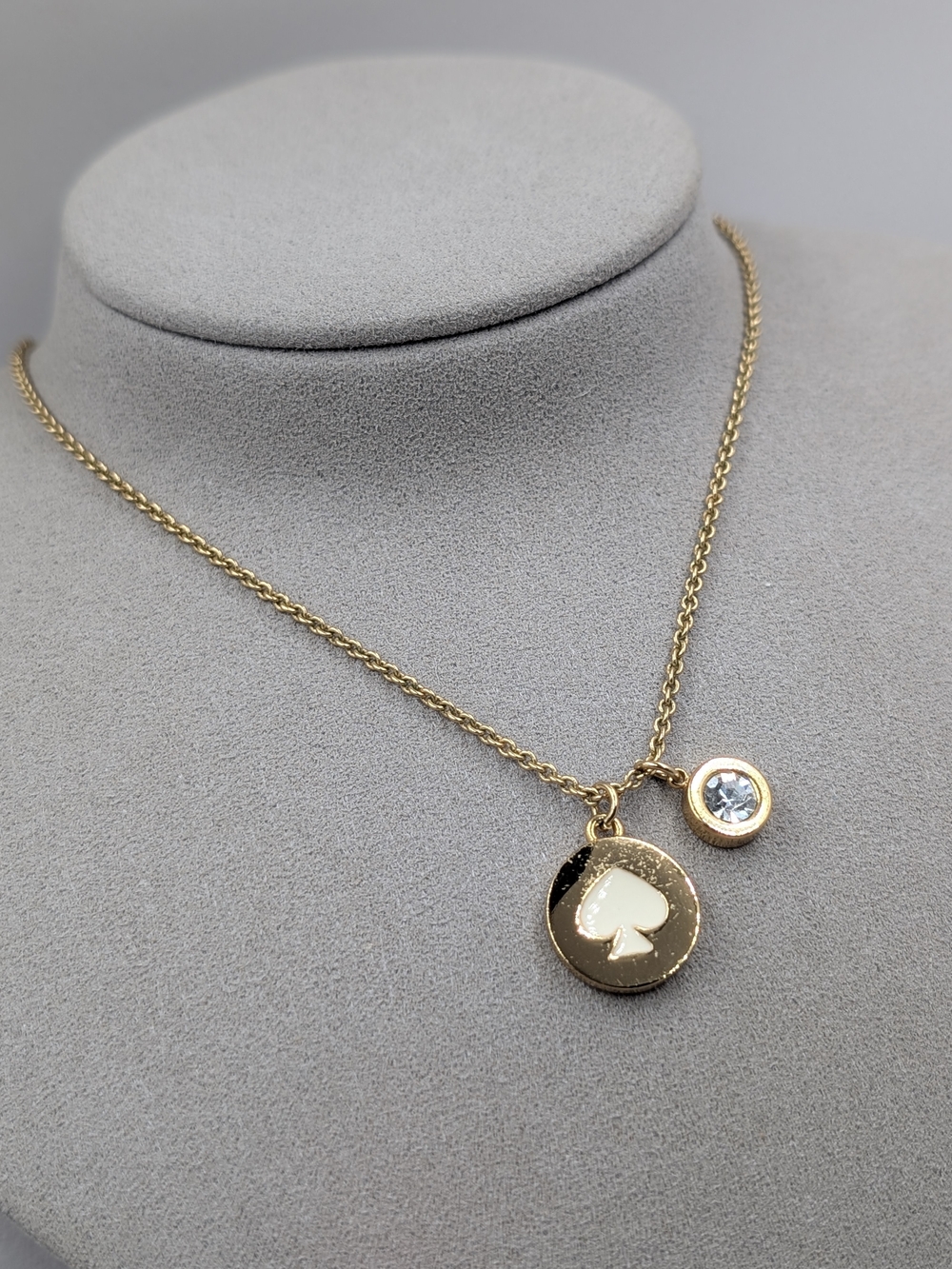 Kate Spade New York Goldtone Enamel Spade & Crystal Charm Pendant Necklace M194